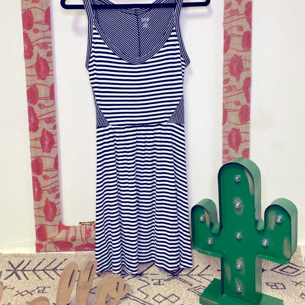 Ana black/white striped Mini Dress